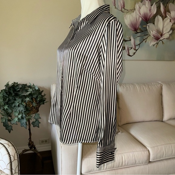 Marks & Spencer Black and White Striped Blouse - Picture 3 of 15